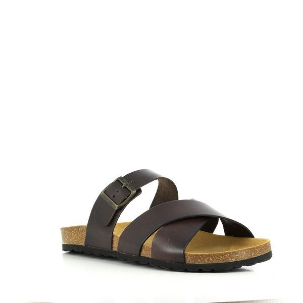 Experience unparalleled comfort and style with our Dark Brown Men Sandals. Featuring two front crossed straps and a golden buckle-fastened upper strap for effortless adjustment, ensuring a perfect fit for all-day wear.